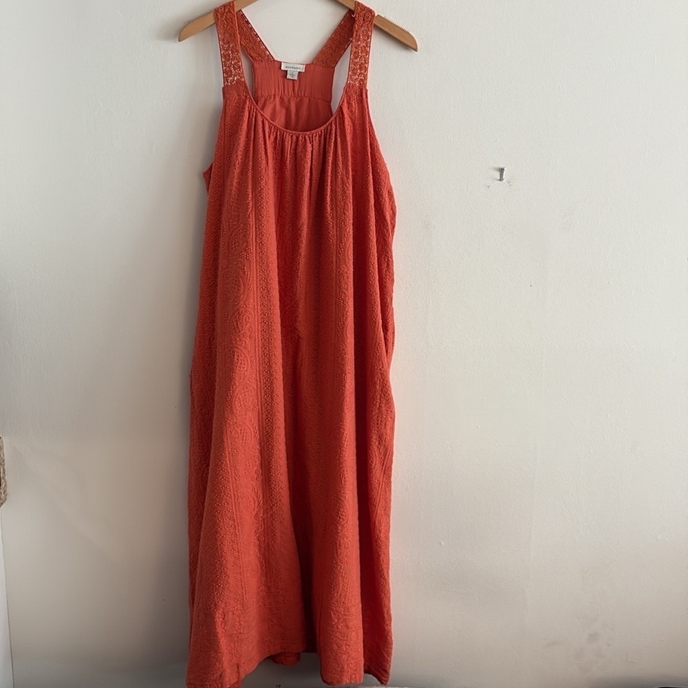 Sundance Rustic Orange Bohemian Embroidered Maxi Dress Large